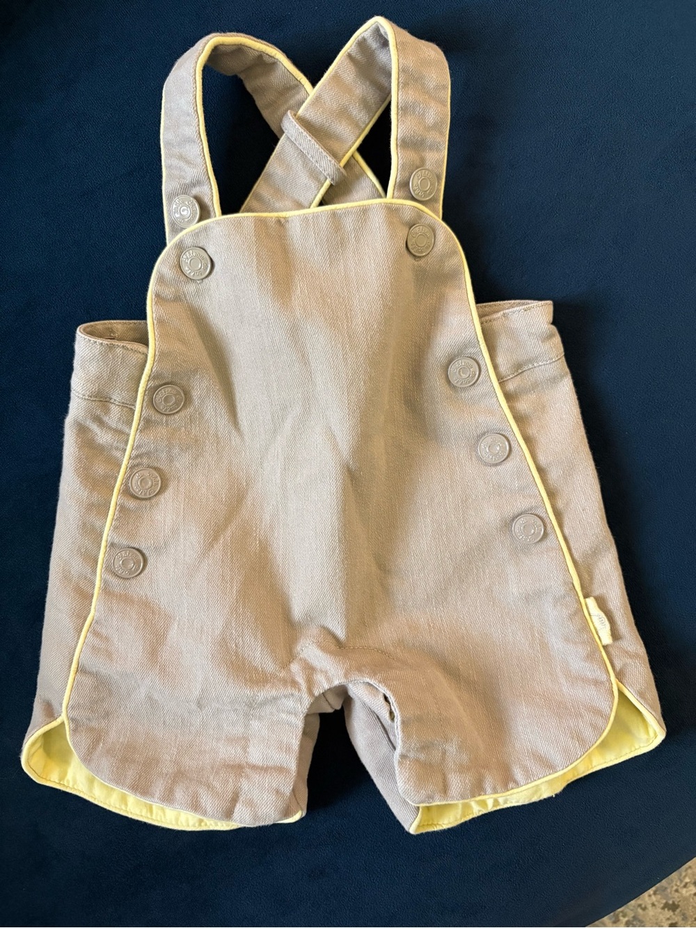 Chatteau de Selle Beige Infant Overalls with Yellow Trim 3 months